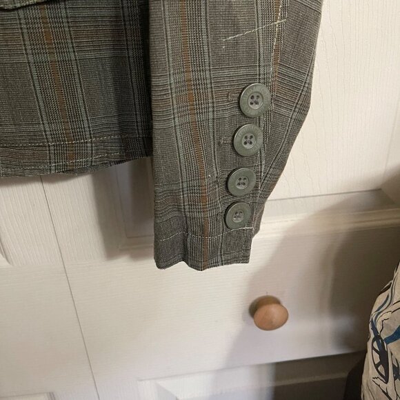 Relativity Womens Gray Brown Plaid Dark Button Up Academia Blazer Size Large - Picture 5 of 6